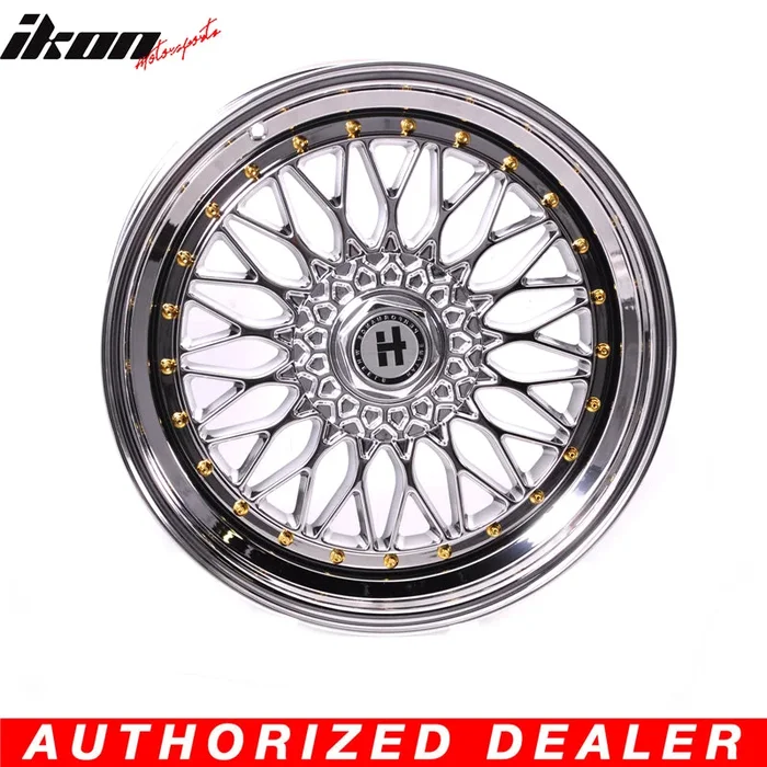 19×9.5 Hayame Wheel Rim Full Platinum & Gold Rivets 5×114.3 5×100 x4