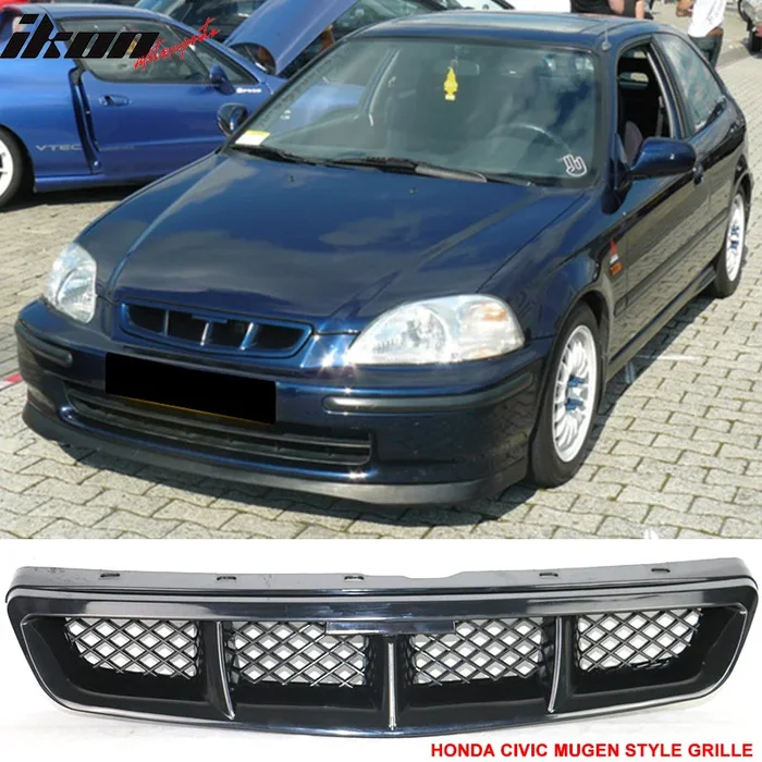 1999-2000 Honda Civic Mugen Style Unpainted Mesh Front Hood Grille ABS