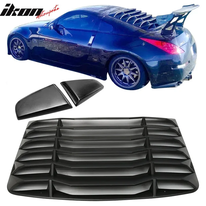 2003-2008 Nissan 350Z Black Rear Window Louver Side Vent ABS Plastic