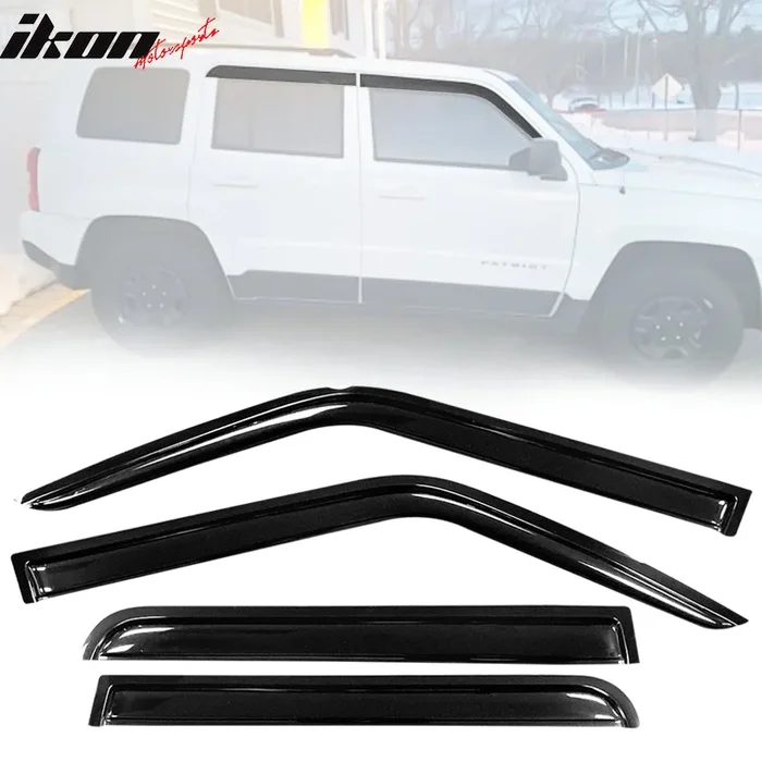 2007-2018 Jeep Patriot Tape on Visor Window Rain Guard Acrylic 4PC