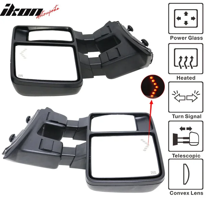 2008-2015 F250 Towing Tow Mirrors Power Heated Signal Arrow Light