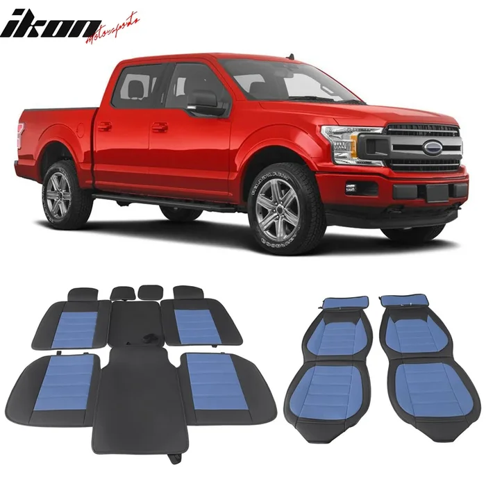 2009-2025 Ford F150 Crew Cab PU Leather Car Seat Cover w/ Pocket