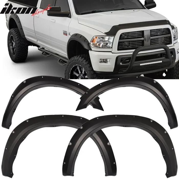 2010-2018 Dodge Ram 2500 3500 Pocket Rivet Black Fender Flares PP 4PC