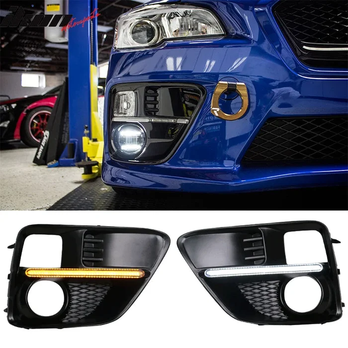 2015-2017 Subaru WRX Sti White DRL & Amber Switchback Fog Light Covers