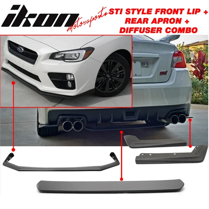 2015-2021 Subaru WRX STI Front Lip + Rear Aprons + Rear Diffuser