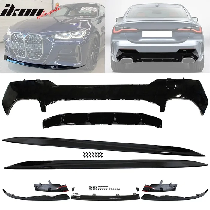 2021-2025 BMW G22 G23 4-Series Gloss Black Front Rear Lip + Side Skirt