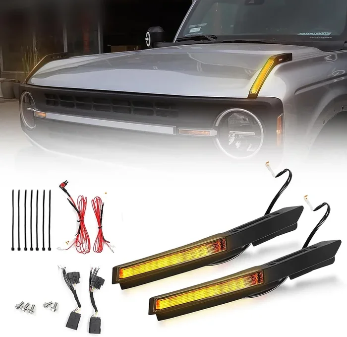 2021+ Ford Bronco Hood Trail Sight Trim Amber Lights (2 Piece) – Fits 2 & 4 Door