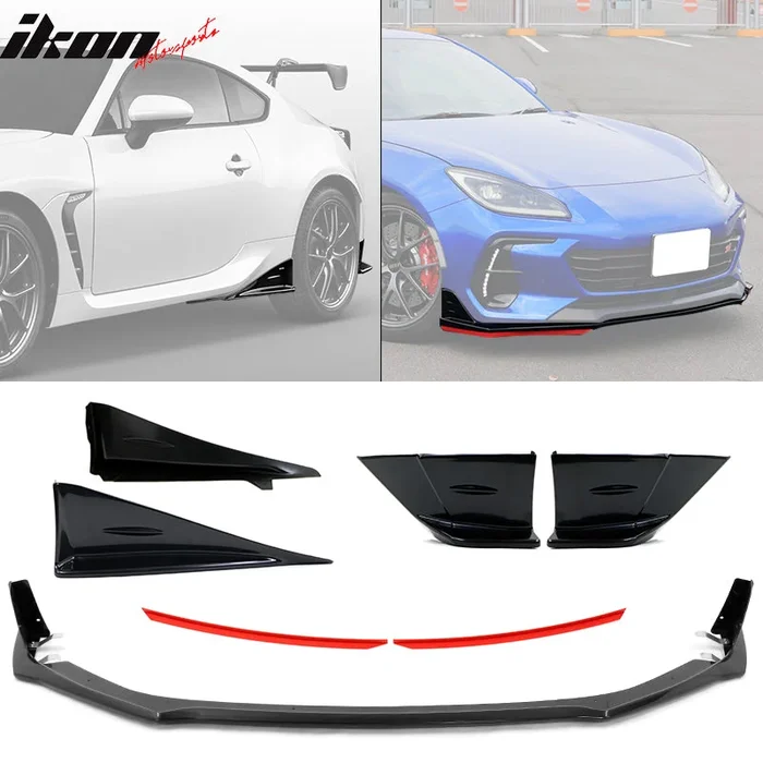 2022-2025 Subaru BRZ STI Style Red Front Lip Cover Side Strake ABS