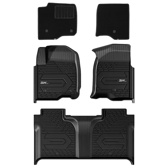 3W Custom Floor Mats Chevy / Chevrolet Silverado 1500 2019-2025,Chevy / Chevrolet Silverado 2500 HD/3500HD 2020-2025 Crew Cab Thorex™ All-Weather Protection