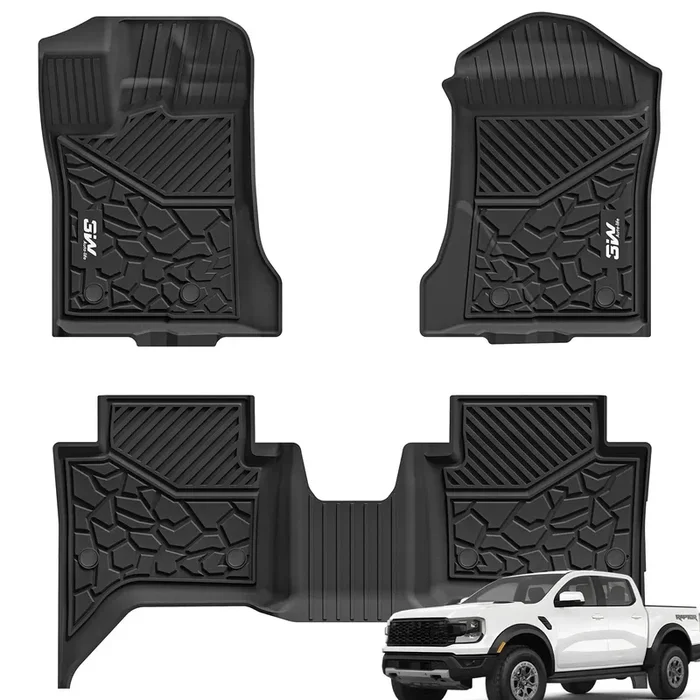 3W Ford Ranger SuperCrew 2024-2026 Custom Floor Mats Thorex™ All-Weather Protection