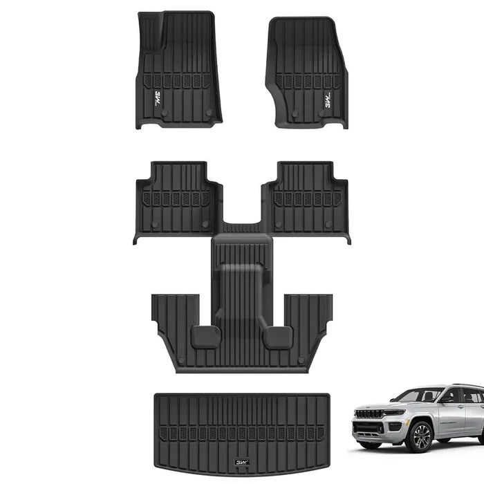3W Jeep Grand Cherokee L 6 Seat 2021-2025 Custom Floor Mats / Trunk Mat Thorex™ All-Weather Protection