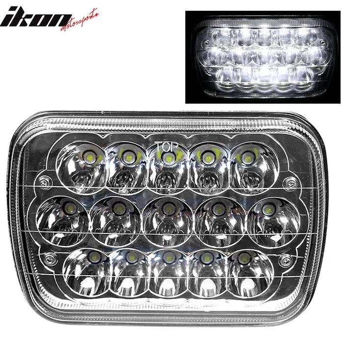7×6 Inch Full LED Sealed Beam Square Projector Single Piece Headlight