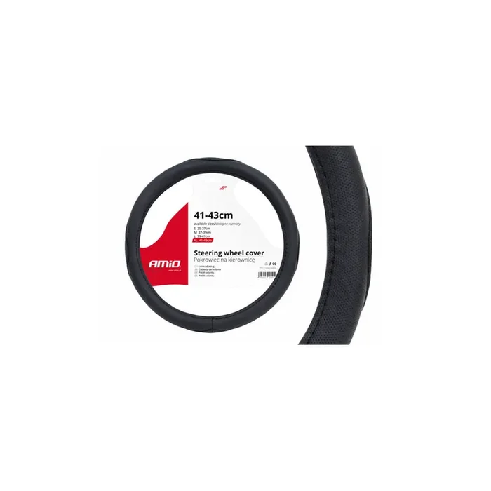 AMiO SWC-09 01367 Steering wheel cover Black, Ø 41-43cm, PVC