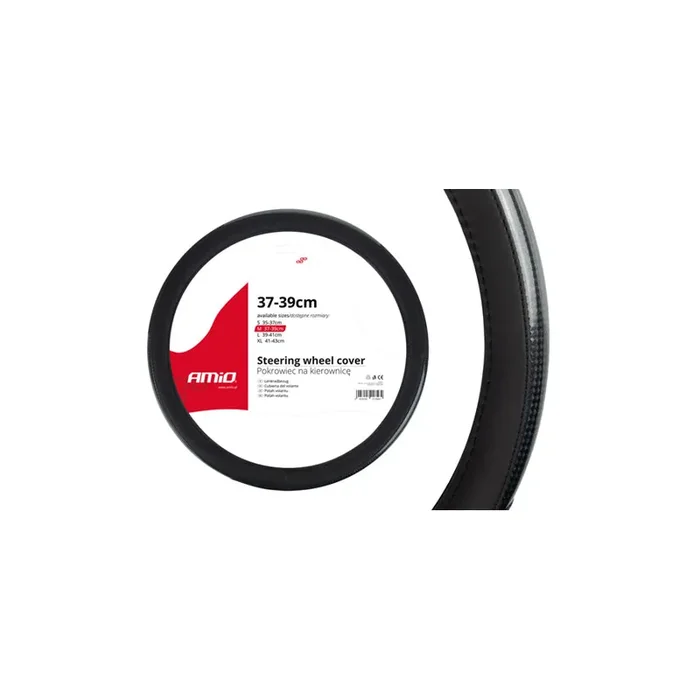 AMiO SWC-18 01695 Steering wheel cover Black, Ø 37-39cm, Leatherette