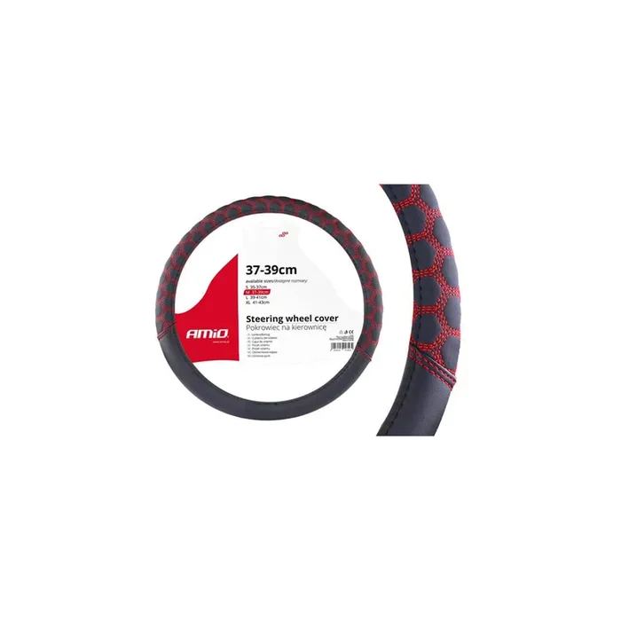 AMiO SWC-23-M 02560 Steering wheel cover Black, Ø 37-39cm, Leatherette