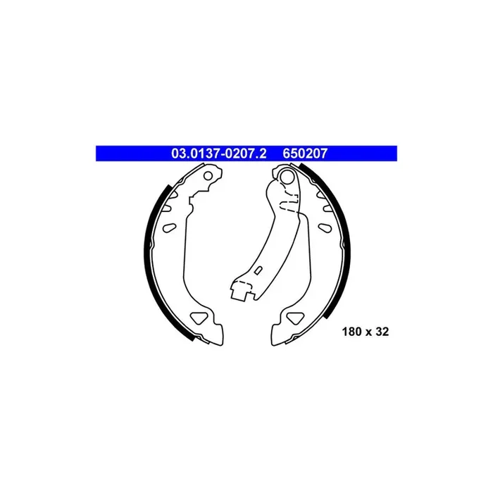 ATE 03.0137-0207.2 Brake Shoe Set with lever
