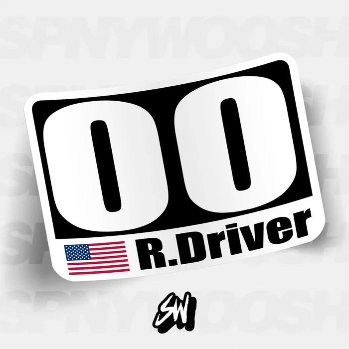 Autocross Numbers – Name/Flag Style – White Backing Alternate