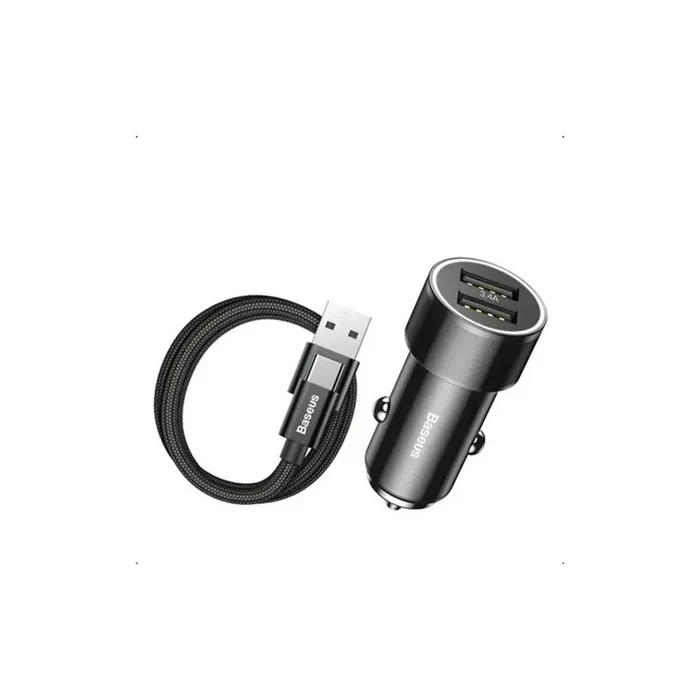 Baseus TZXLD-B01 In-car charger Number of inlets/outlets 2x USB, with pipe, with USB plug (type C), USB type-C, Black