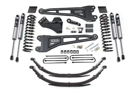 BDS Suspension BDS1592FS 2011-2016 Ford F250/F350 6″ Radius Arm Lift Kit, 2″ Rear Factory Lift Block, Die