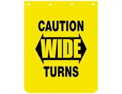 Buyers Products Company B2430YC Caution Wide Turns Yellow Polymer Mudflaps 24X30 Inch