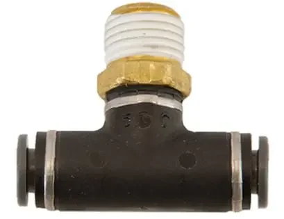 Buyers Products Company NBT0M25P125S Brass/Poly Dot Push-In Swivel Male Branch Tee 1/4 Inch Tube Od X 1/8 Pipe Thread