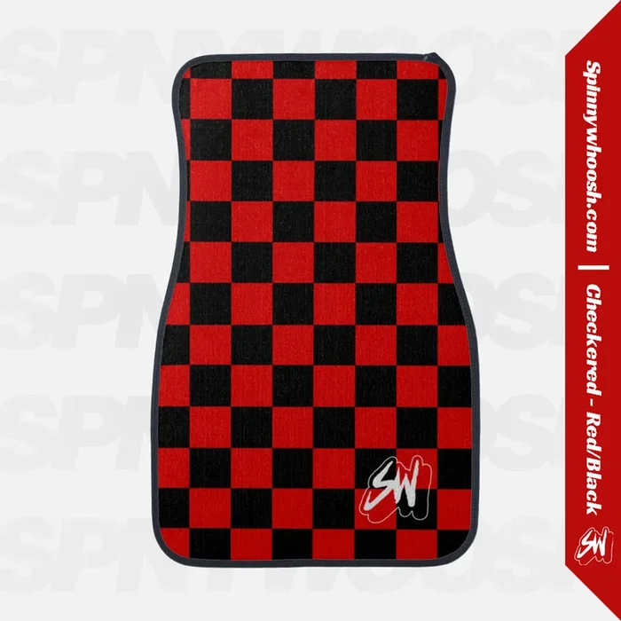Car Floor Mat – Checkered Red-Black