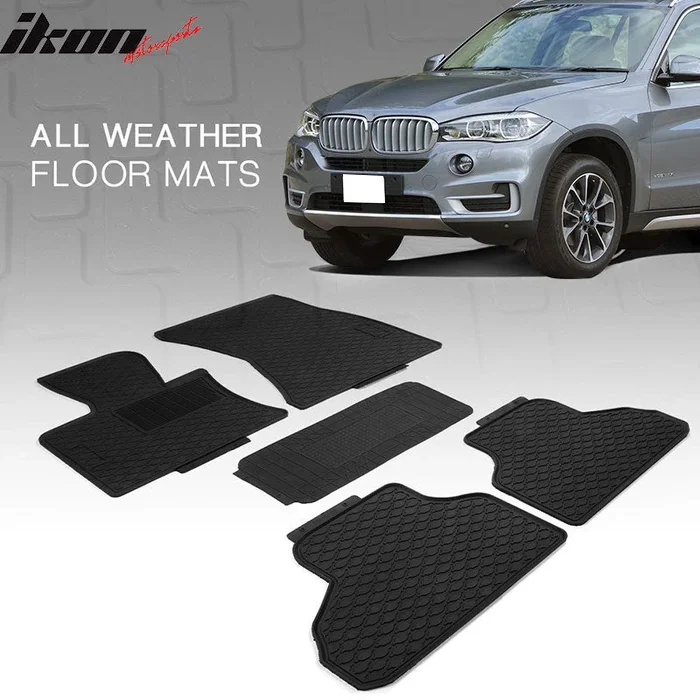 Car Floor Mat for 2014-18 BMW F15 X5 Black Latex Front Second Row 5PC