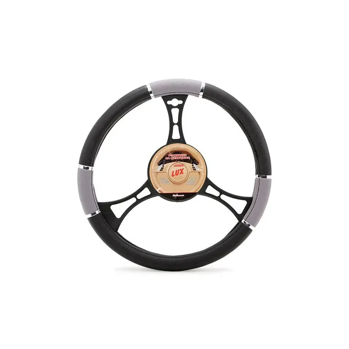 CARCOMMERCE 61127 Steering wheel cover Black, Grey, Ø 37-38cm, Leatherette