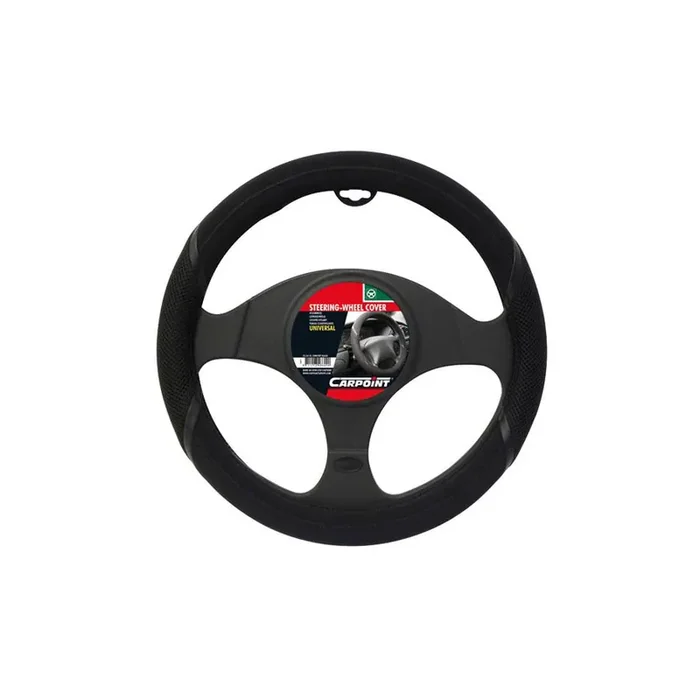 CARPOINT 2510101 Steering wheel cover Black, Ø 37-39cm, PU (Polyurethane)