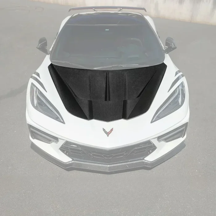 Corvette C8 Models EOS Performance Track Style Double Sided Dry Carbon Fiber Front Hood