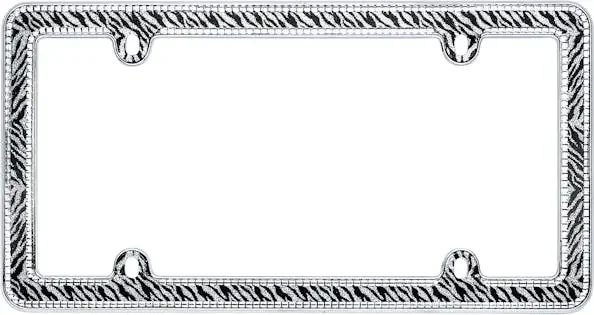 Cruiser Accessories 18503 Zebra bling License Plate Frame (Chrome, Clear)