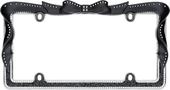 Cruiser Accessories 18545 Ribbon bling License Plate Frame (Chrome, Black, Clear)