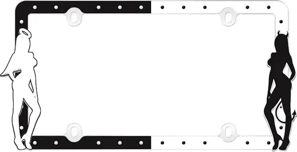 Cruiser Accessories 19000 Angel & Devil License Plate Frame (Black, White)