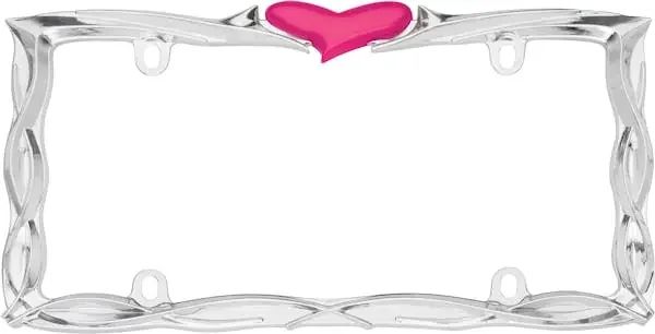 Cruiser Accessories 22436 Heart License Plate Frame (Chrome/Pink)