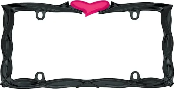 Cruiser Accessories 22456 Heart License Plate Frame (Glossy Black/Pink)