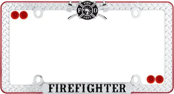 Cruiser Accessories 30936 Firefighter License Plate Frame (Chrome/Black/Red)