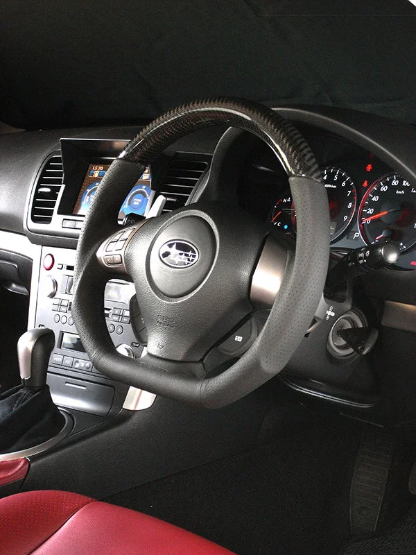 DAMD CARBON STEERING WHEEL For SUBARU EXIGA CROSSOVER 7 YA MODEL (H~) 2015 / 4~ SS358-D-L Black carbon-black stitch