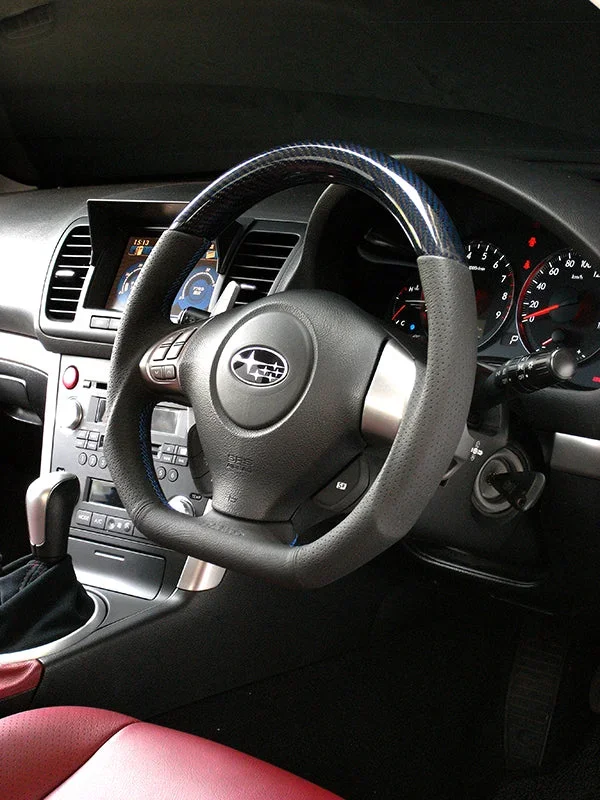 DAMD CARBON STEERING WHEEL For SUBARU EXIGA YA MODEL (A ~ G) 2008/6 ~ 2015/3 SS358-D-L Blue carbon-blue stitching