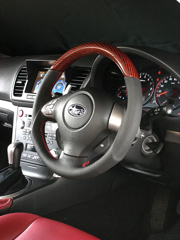 DAMD CARBON STEERING WHEEL For SUBARU IMPREZA GE GH MODEL (A ~ D) 2007/6 ~ 2010/6 SS358-S-L Red carbon-red stitch