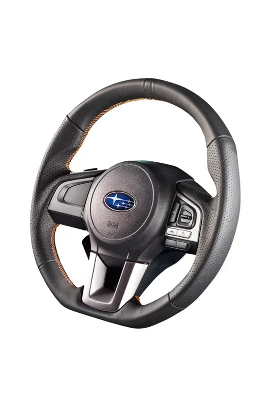 DAMD STEERING WHEEL For SUBARU FORESTER SJ (D~) 15/11~ SS362-RX Black leather × orange stitching