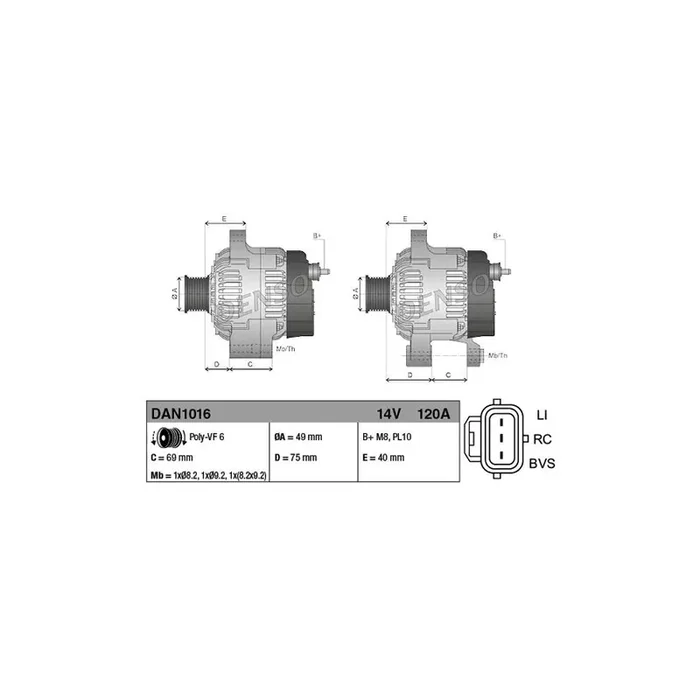 DENSO DAN1016 Alternator