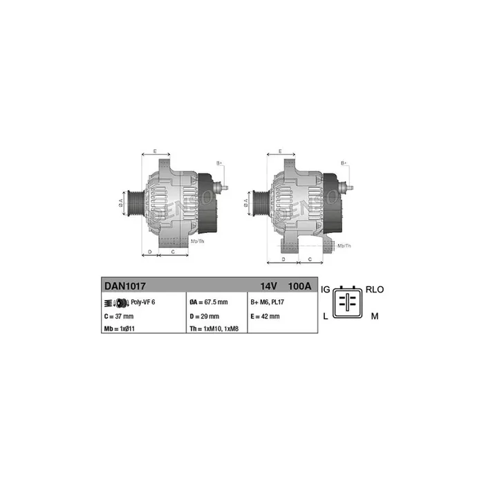 DENSO DAN1017 Alternator for Toyota Yaris II Hatchback (Xp9)
