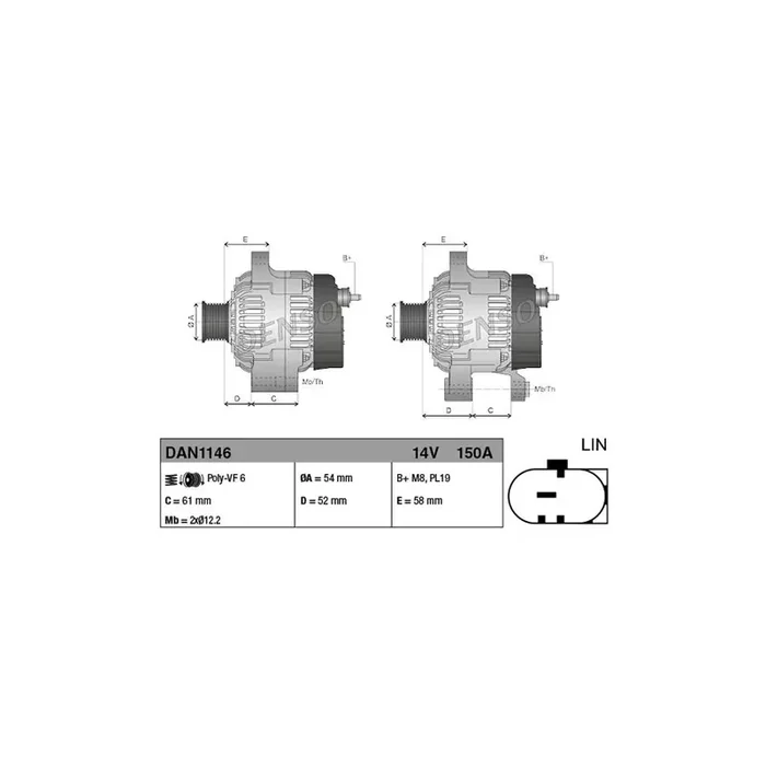 DENSO DAN1146 Alternator
