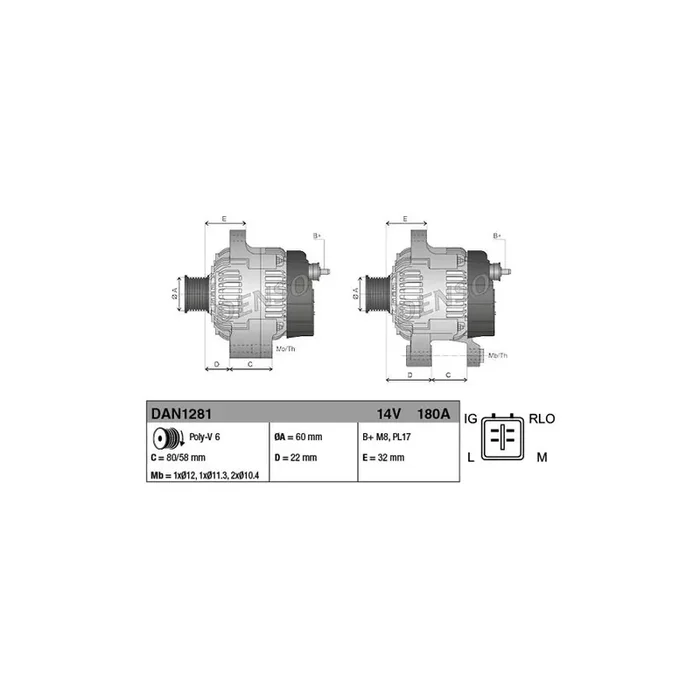 DENSO DAN1281 Alternator for Lexus Ls IV (Xf40)