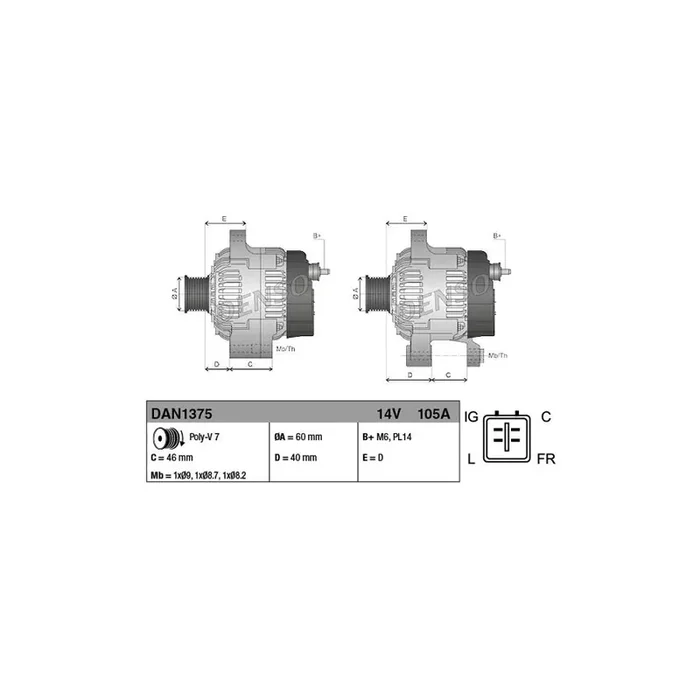 DENSO DAN525 Alternator