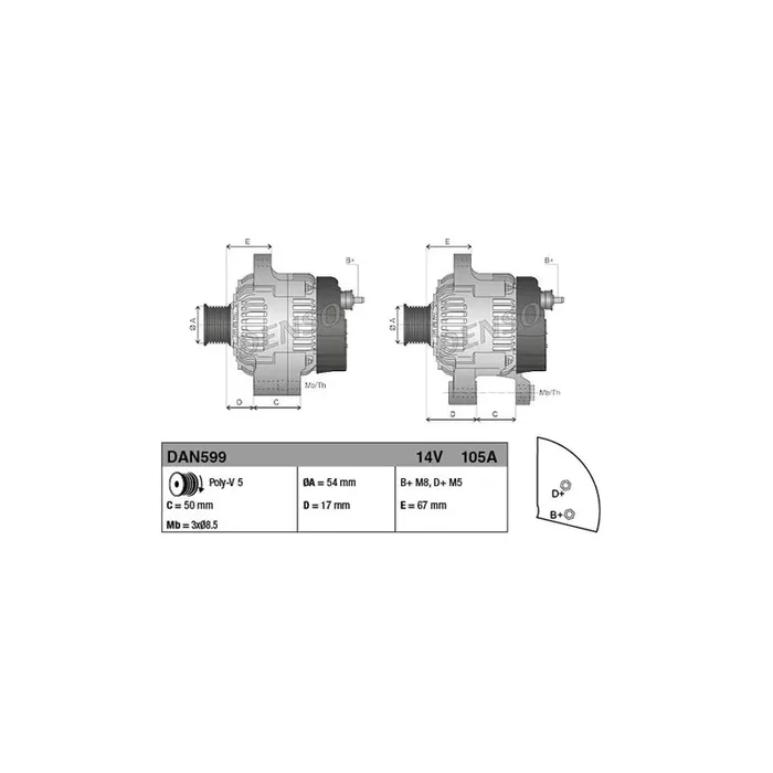 DENSO DAN599 Alternator
