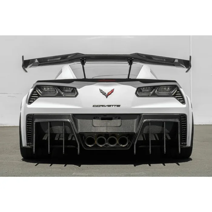 EOS 2014-2019 Chevrolet Corvette C7 Carbon Fiber Track Package Rear Bumper Finned Diffuser