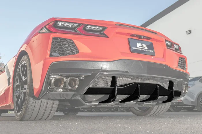 EOS 2020-2025 Corvette C8 Rear Bumper Glossy Black Add-On Diffuser Lip