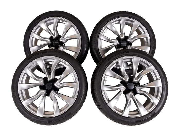 EVANNEX 19×8.5″ Sport-Style Flow Formed Wheels for Model 3 – Bright Silver – Set of 4 Wheel and Tire Package