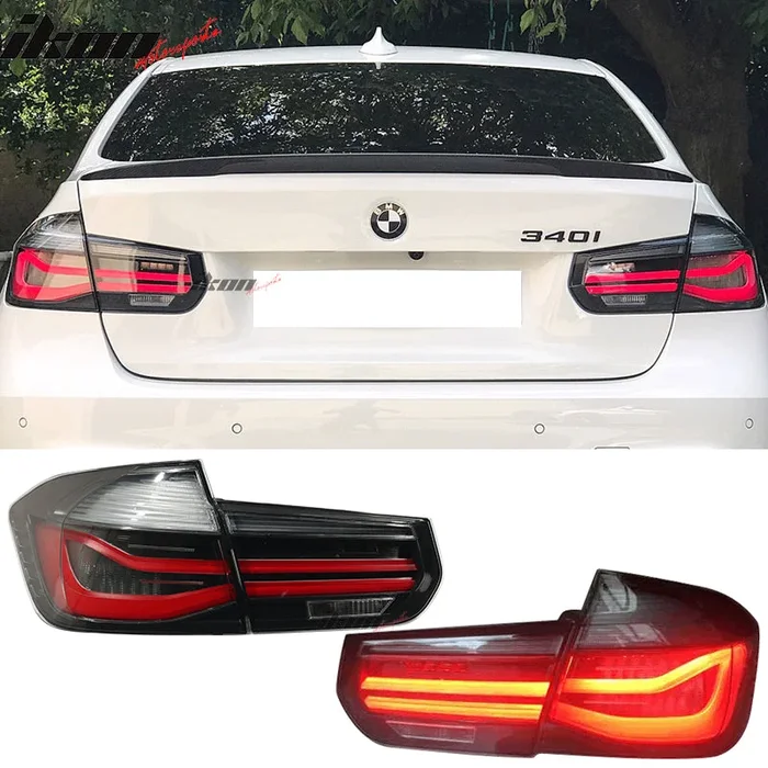 Fits 16-18 BMW F30 M3 LCI Black Lines Rear Tail Lights s